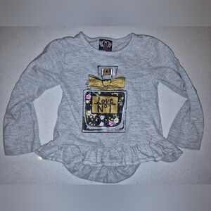 Real Love Gray Long Sleeve Kids Top with Perfume Graphic 3T
